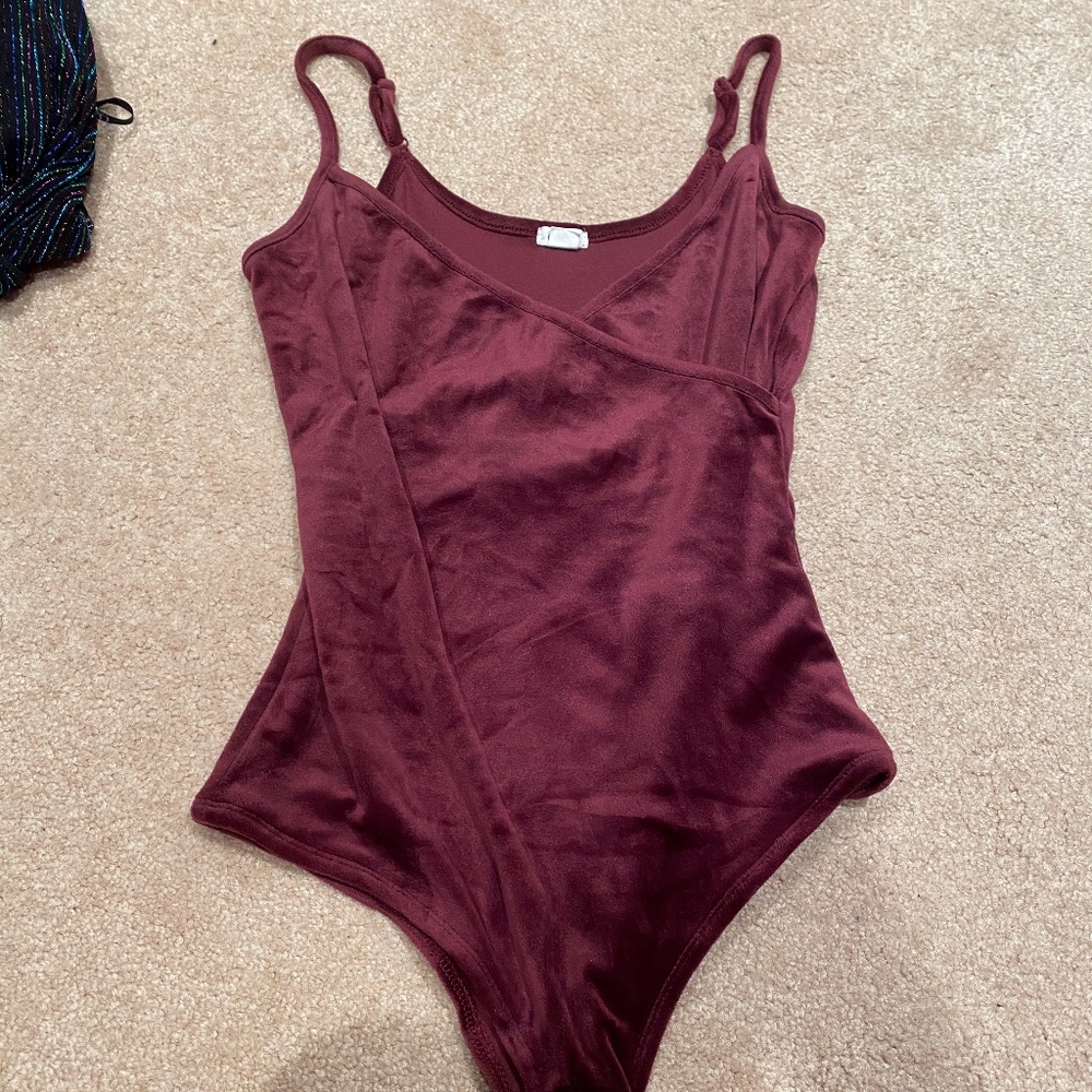 Purple Velvet Body suit, Size M!